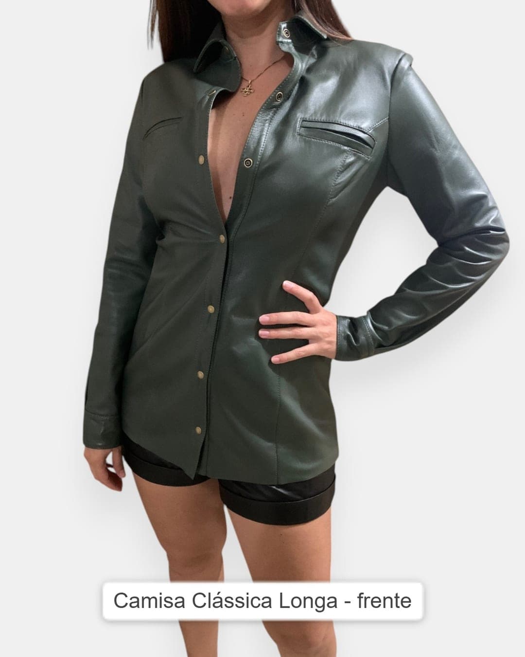 Chemise Clássica Longa em Couro Italiano - Linha FELIX Leather